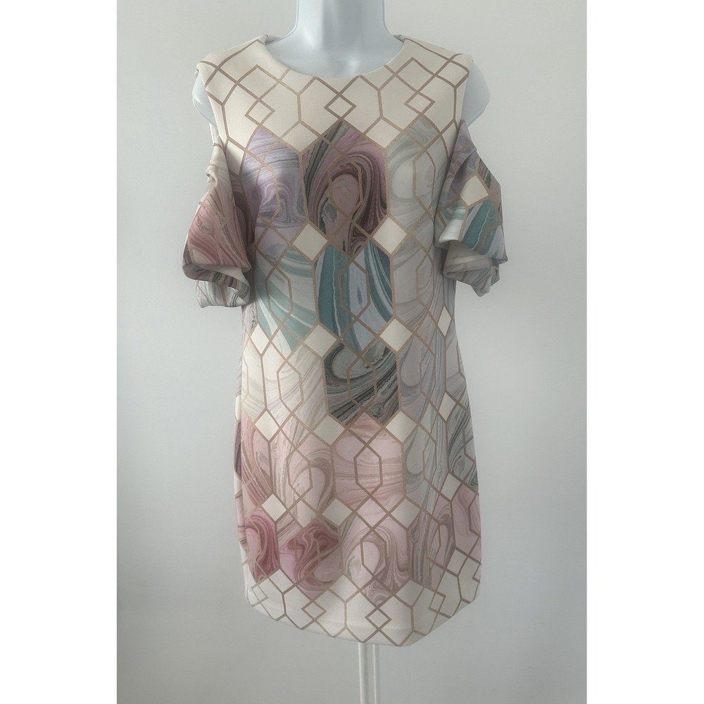 Ted Baker Krimba Sea of Clouds Scuba Dress Sz 3 US 6-8 (b10)